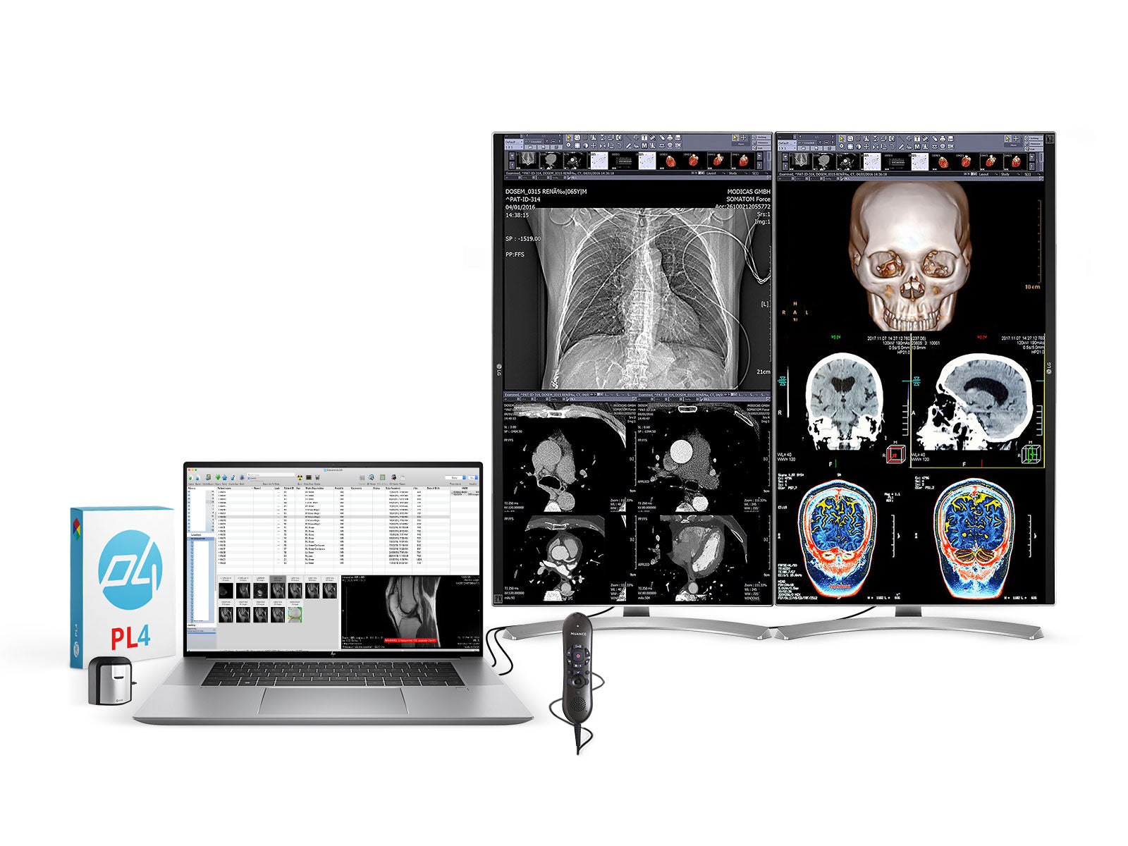 Complete Clinical Review Reading Station | 2 x LG 27" 8MP Color Clinical Review Displays | HP ZBook Studio 16 G9 | Dictation Mic | PerfectLUM Calibration Package (LGHP16G9)