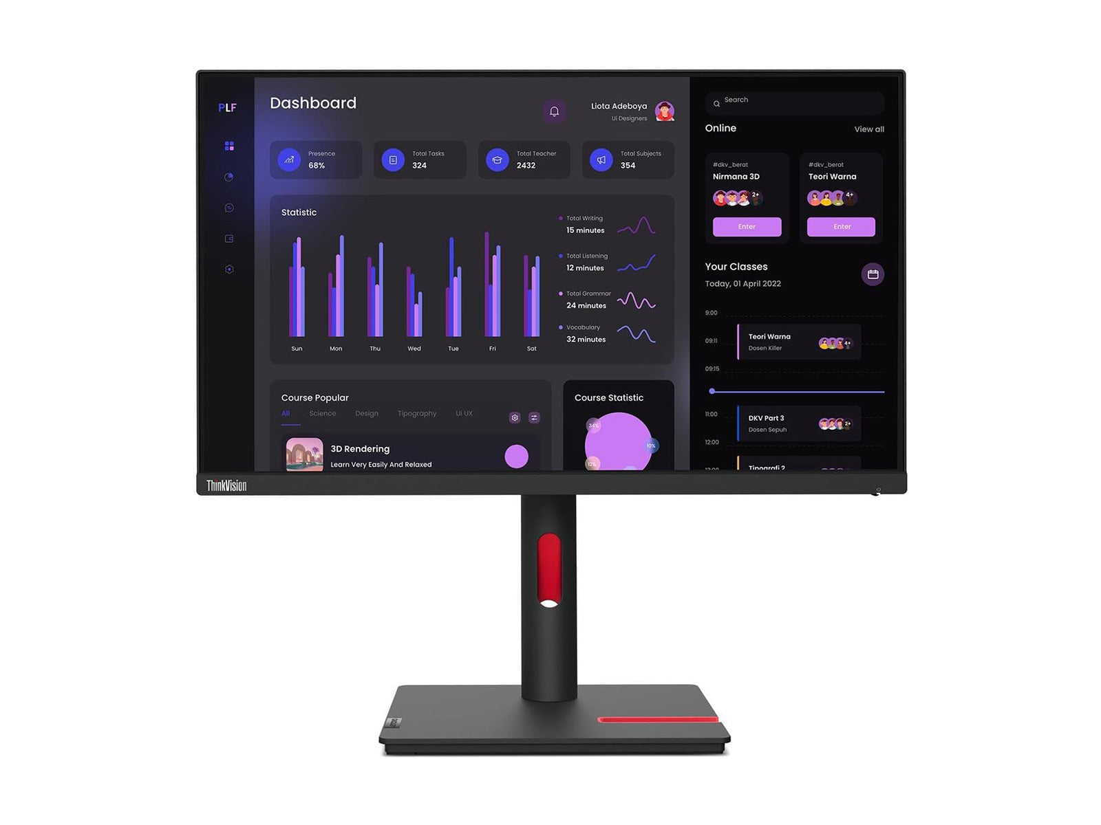 Lenovo ThinkVision T24i-30 24" Full HD 1920 x 1080 LED Display Monitor